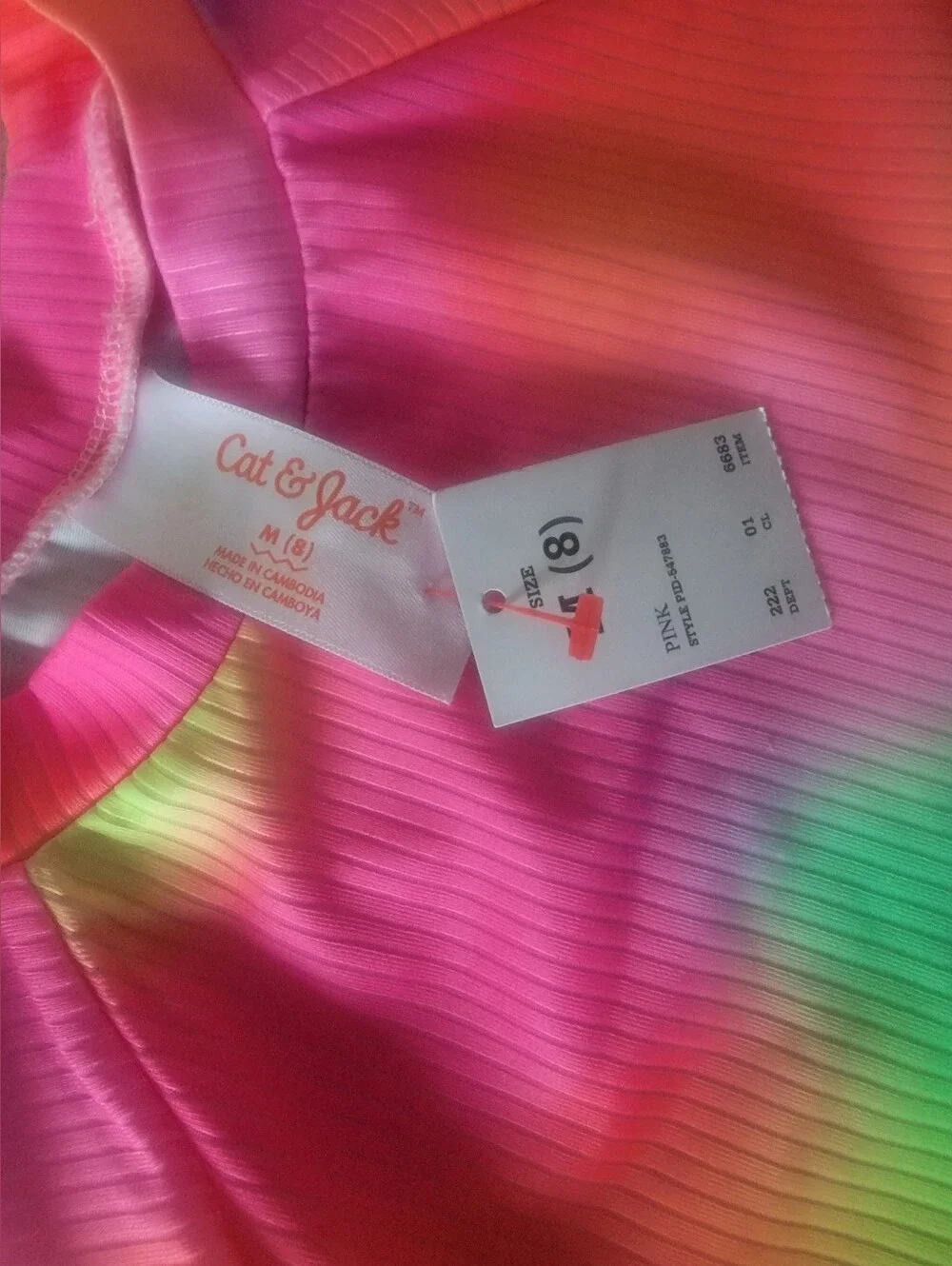 Girls' Long Sleeve Whirlpool Rainbow Bikini Set. Cat & Jack Pink Sz M(8) & XL(14